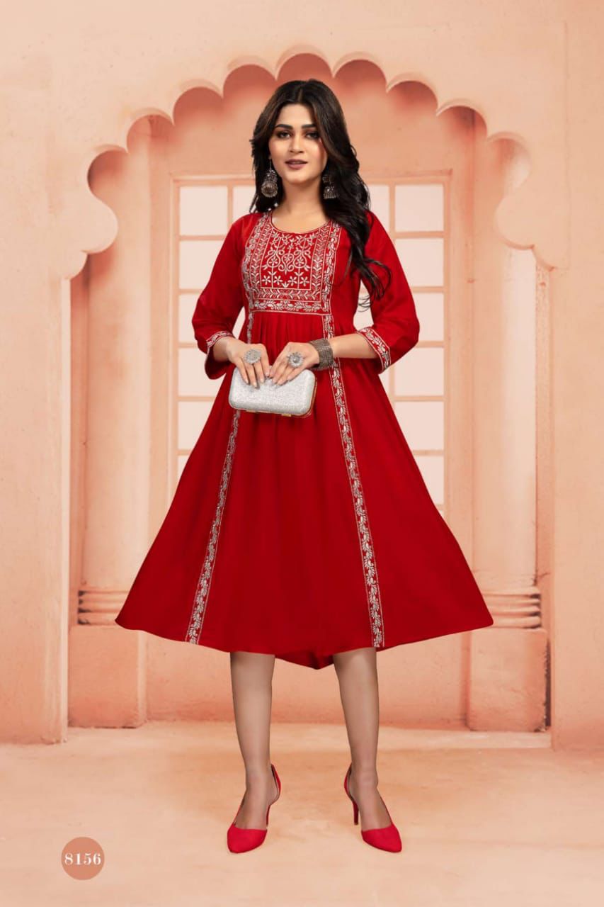 Flora 3 Regular Wear Rayon Printed Anarkali Kurti Collection
